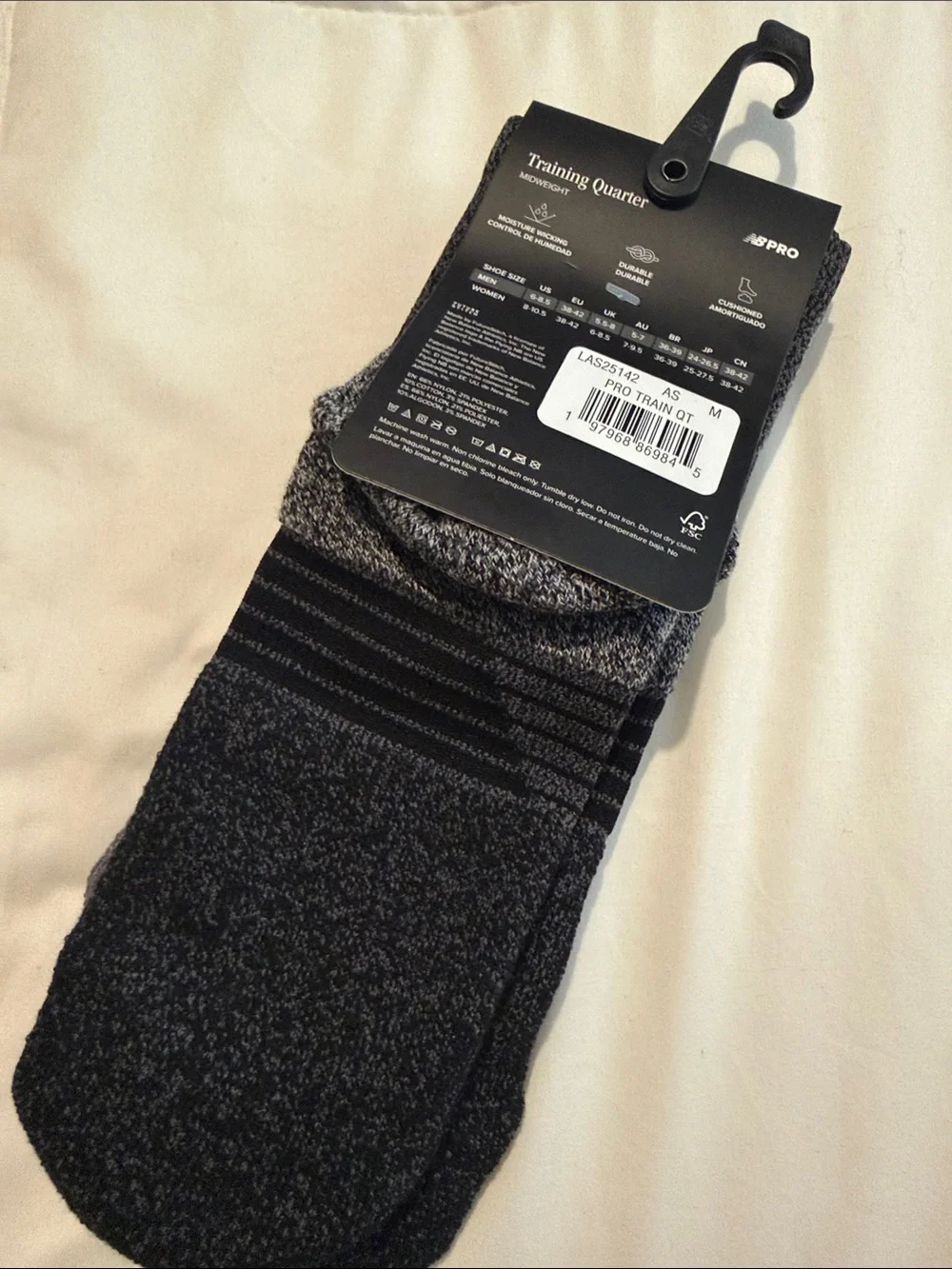 New Balance Heather Gray Athletic Crew Socks - 2 Pair. MED NBPRO